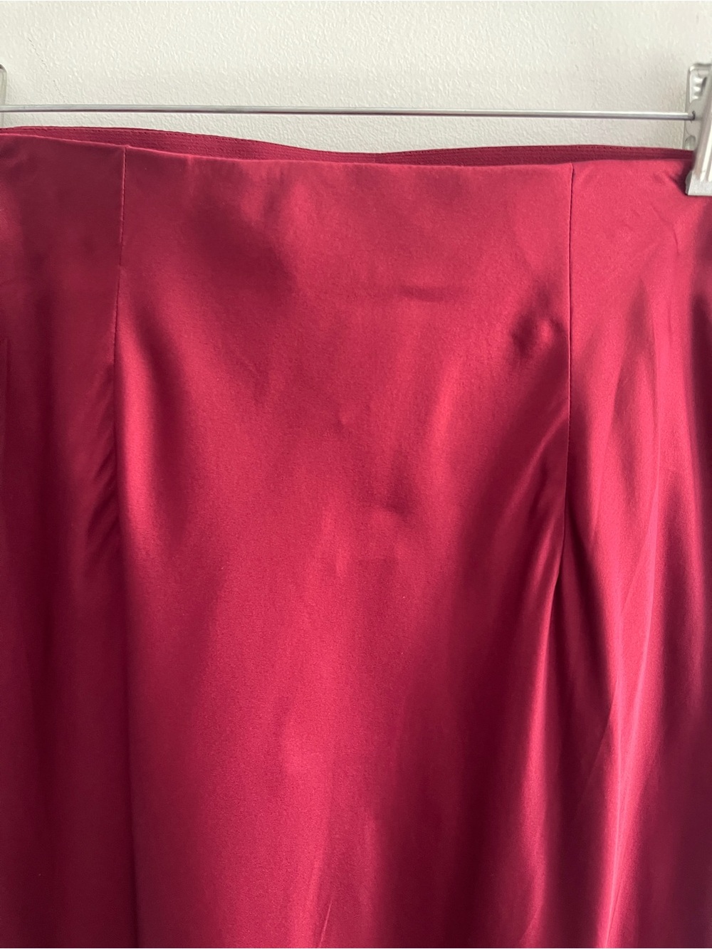 Quince Burgundy Satin Washable Silk Midi Skirt - Picture 4 of 10